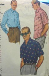 4981 SIMPLICITY 1954 MEN'S SPORT SHIRT, SHORT- LONG SLEEVES PATTERN MEDIUM